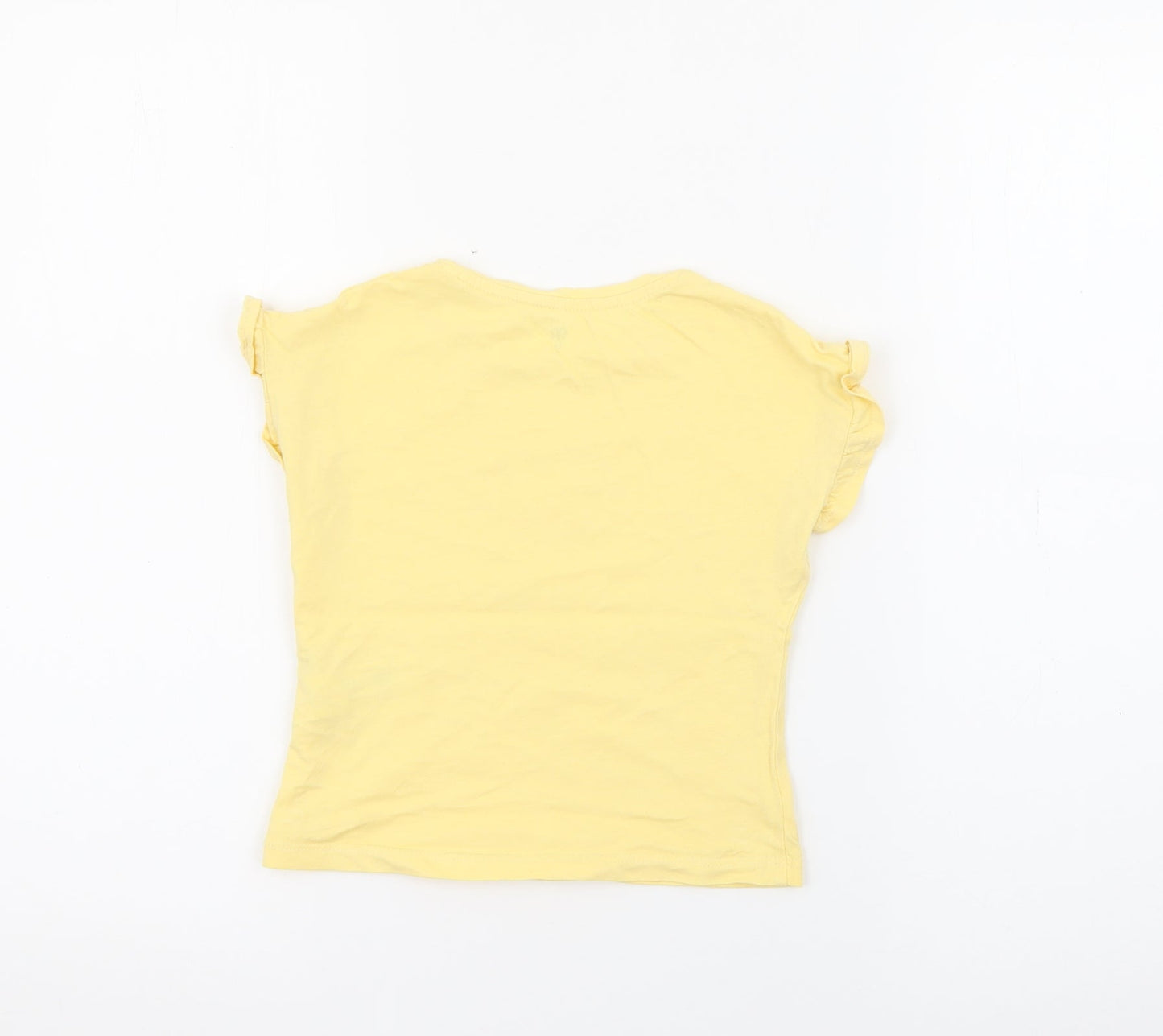 RTR Girls Yellow  Cotton Pullover T-Shirt Size 5 Years Crew Neck  - Good Vibes