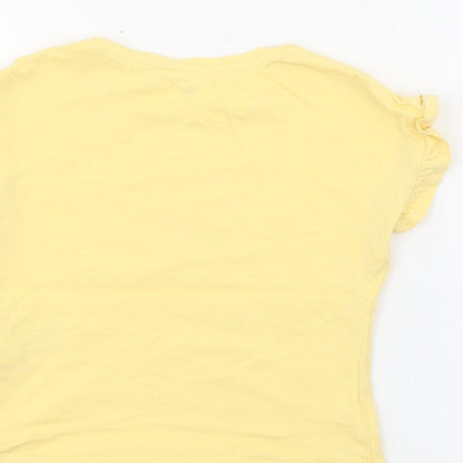 RTR Girls Yellow  Cotton Pullover T-Shirt Size 5 Years Crew Neck  - Good Vibes