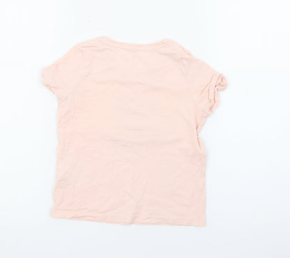 RTR Girls Pink  Cotton Pullover T-Shirt Size 5 Years Crew Neck  - Paris