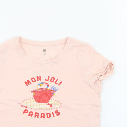 RTR Girls Pink  Cotton Pullover T-Shirt Size 5 Years Crew Neck  - Paris