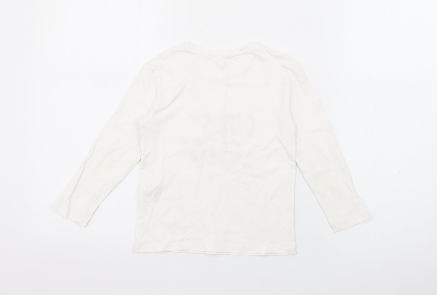 RTR Girls White  Cotton Pullover T-Shirt Size 5 Years Crew Neck  - Girls Club