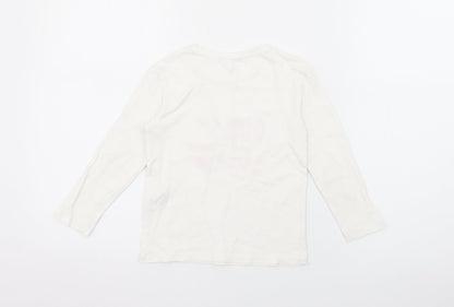 RTR Girls White  Cotton Pullover T-Shirt Size 5 Years Crew Neck  - Girls Club