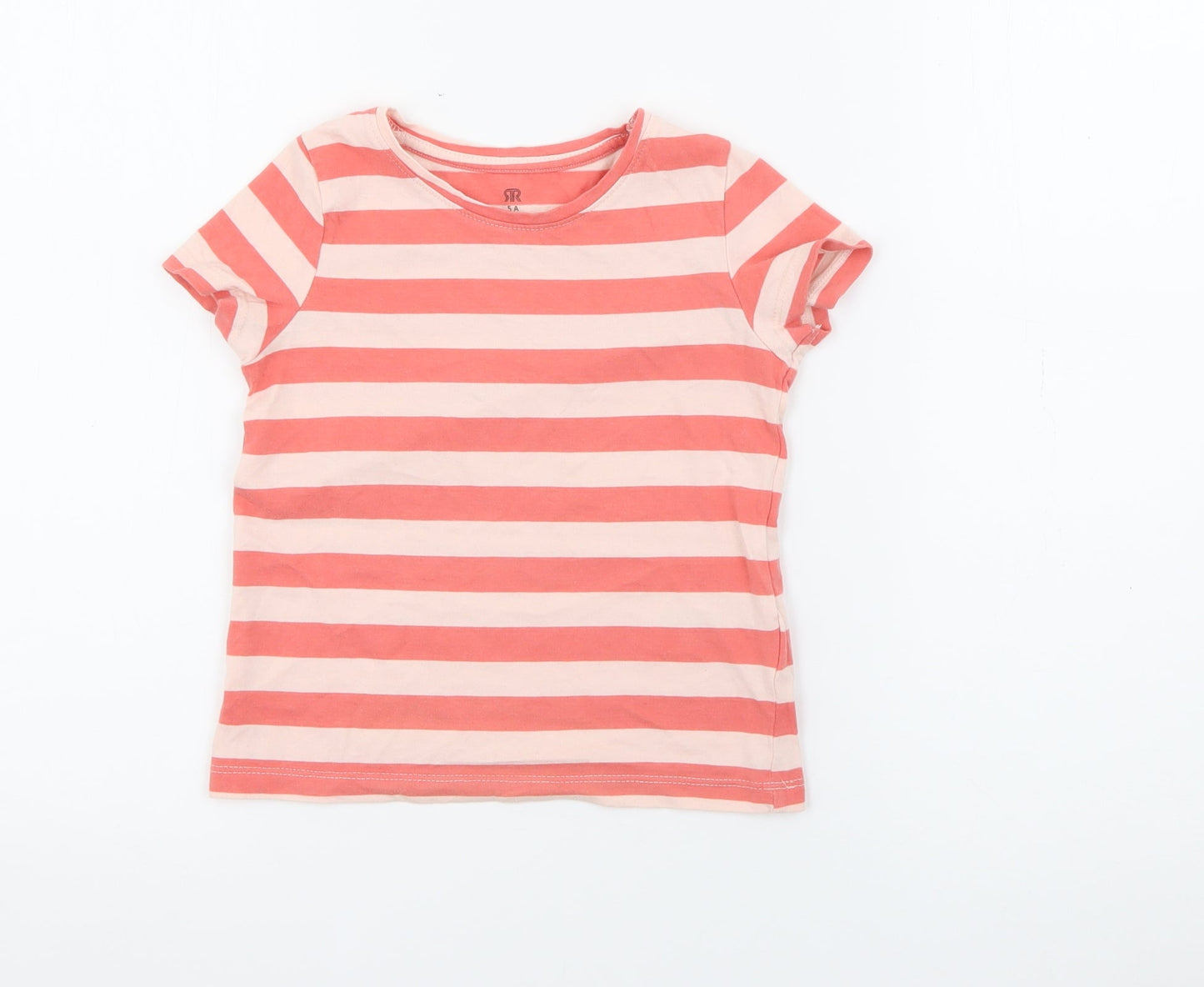 RTR Girls Pink Striped Cotton Pullover T-Shirt Size 5 Years Crew Neck