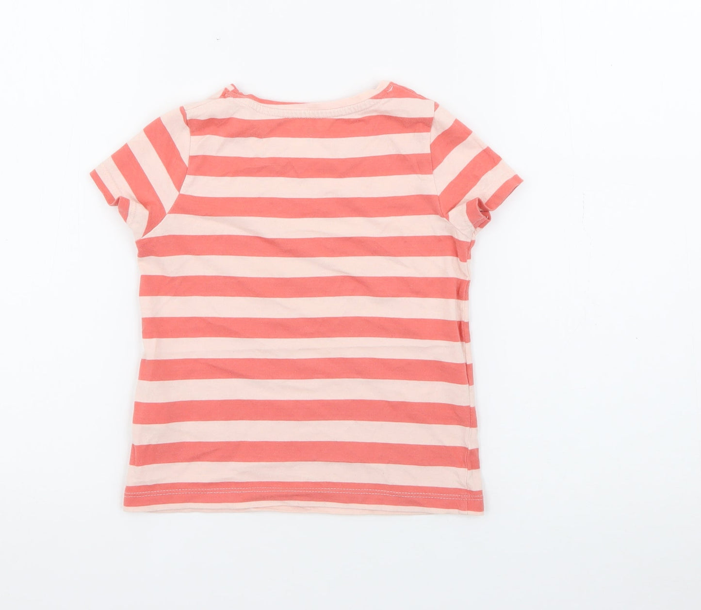 RTR Girls Pink Striped Cotton Pullover T-Shirt Size 5 Years Crew Neck