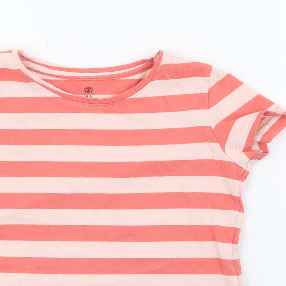RTR Girls Pink Striped Cotton Pullover T-Shirt Size 5 Years Crew Neck