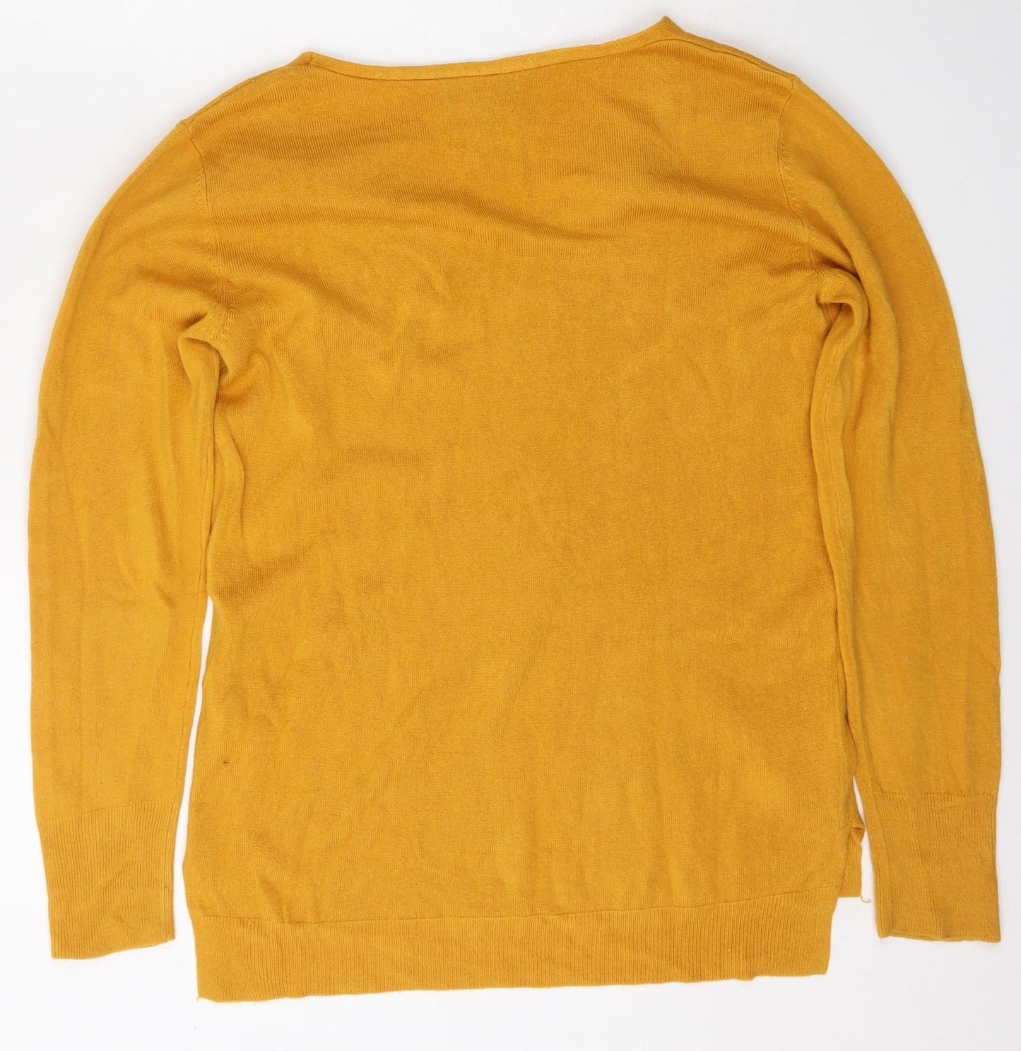 Primark Womens Yellow V-Neck  Acrylic Pullover Jumper Size S