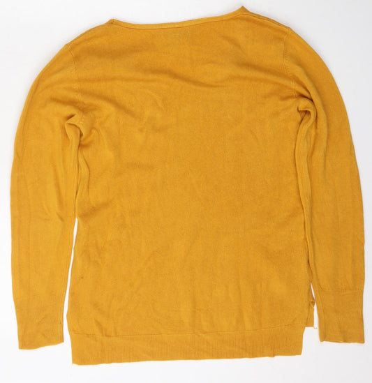 Primark Womens Yellow V-Neck  Acrylic Pullover Jumper Size S