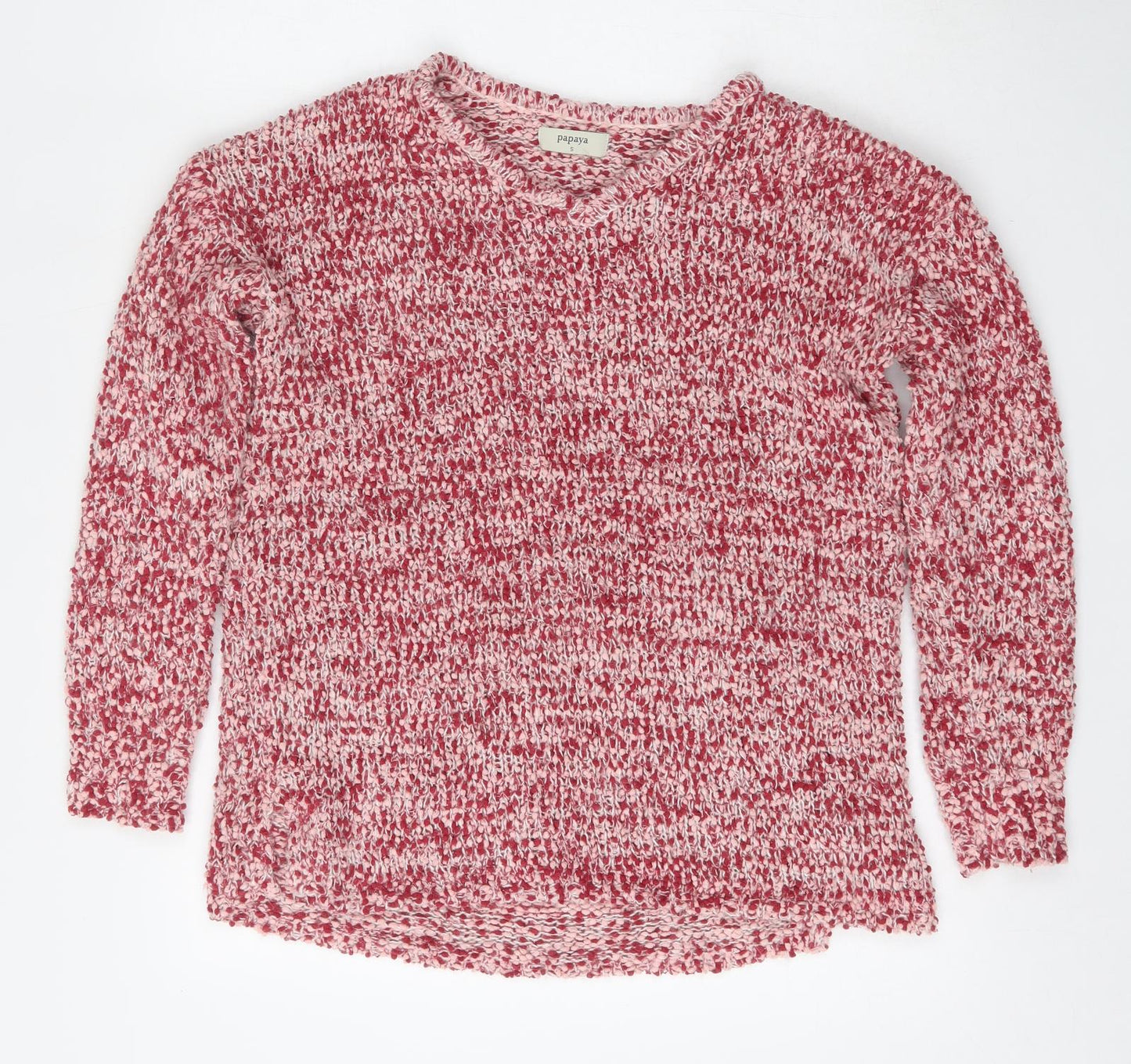 Womens UK Size S Papaya Red Pullover Jumper