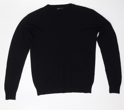 Cedar Wood State Mens Black V-Neck  Acrylic Pullover Jumper Size S