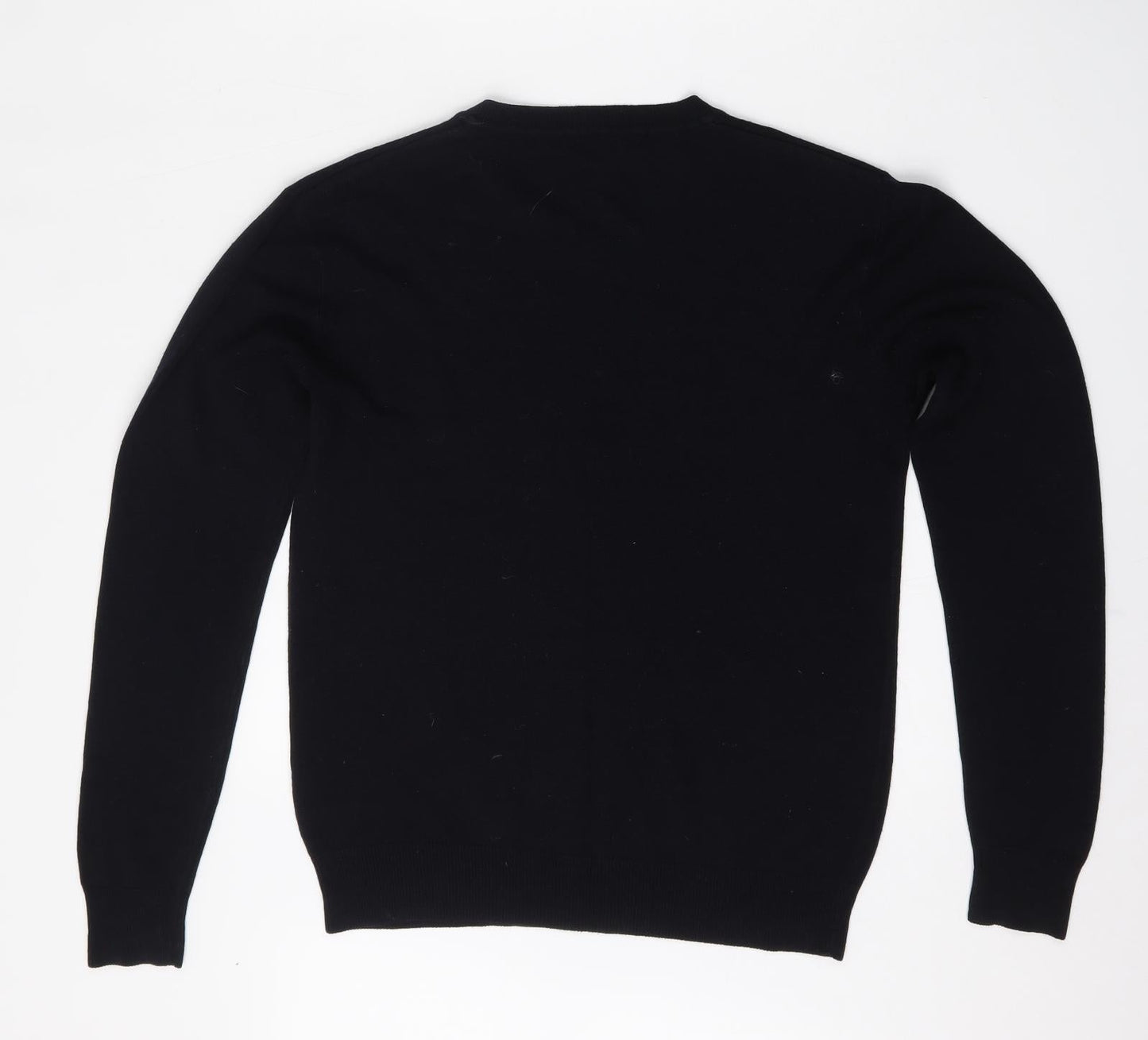 Cedar Wood State Mens Black V-Neck  Acrylic Pullover Jumper Size S