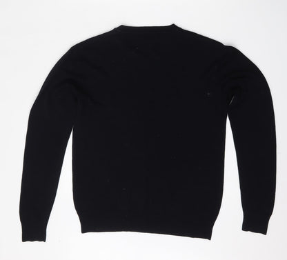 Cedar Wood State Mens Black V-Neck  Acrylic Pullover Jumper Size S