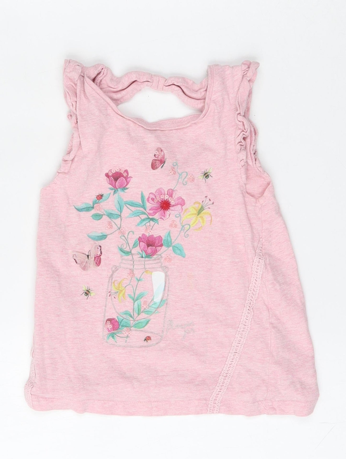 F&F Girls Pink  Cotton Basic Tank Size 2 Years Round Neck