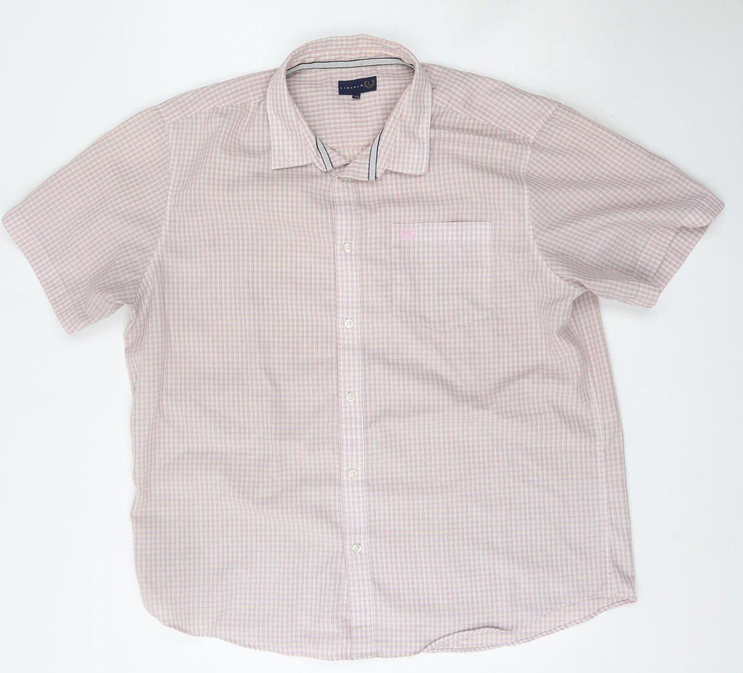 Mens UK Size XL Lincoln Pink  Button-Up Short Sleeve Casual Shirt