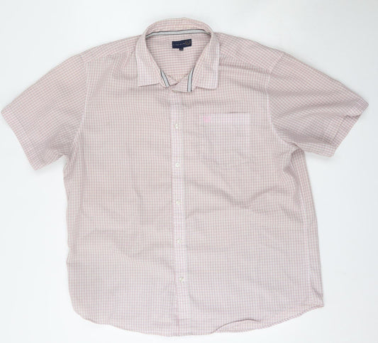 Mens UK Size XL Lincoln Pink  Button-Up Short Sleeve Casual Shirt