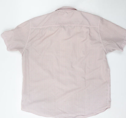 Mens UK Size XL Lincoln Pink  Button-Up Short Sleeve Casual Shirt