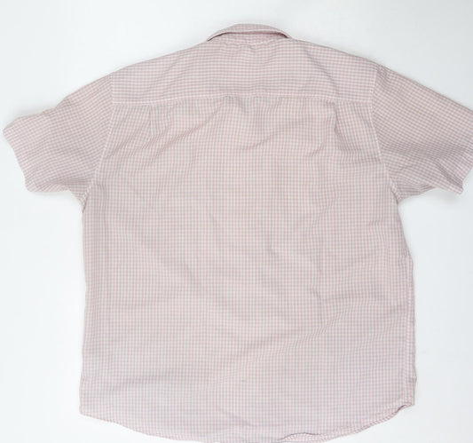Mens UK Size XL Lincoln Pink  Button-Up Short Sleeve Casual Shirt