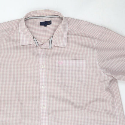 Mens UK Size XL Lincoln Pink  Button-Up Short Sleeve Casual Shirt