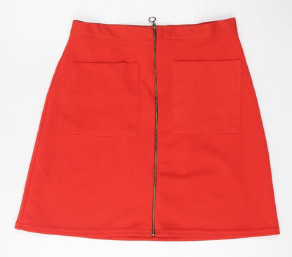 Atmosphere Womens Red  Polyester A-Line Skirt Size 12   Zip