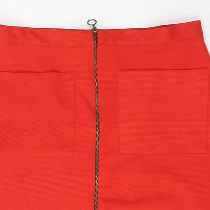 Atmosphere Womens Red  Polyester A-Line Skirt Size 12   Zip