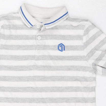 F&F Boys Multicoloured Striped Cotton Basic Polo Size 8 Years Collared