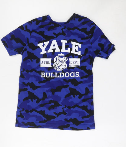 Yale Boys Blue Camouflage Cotton Basic T-Shirt Size 9-10 Years Round Neck  - Yale University