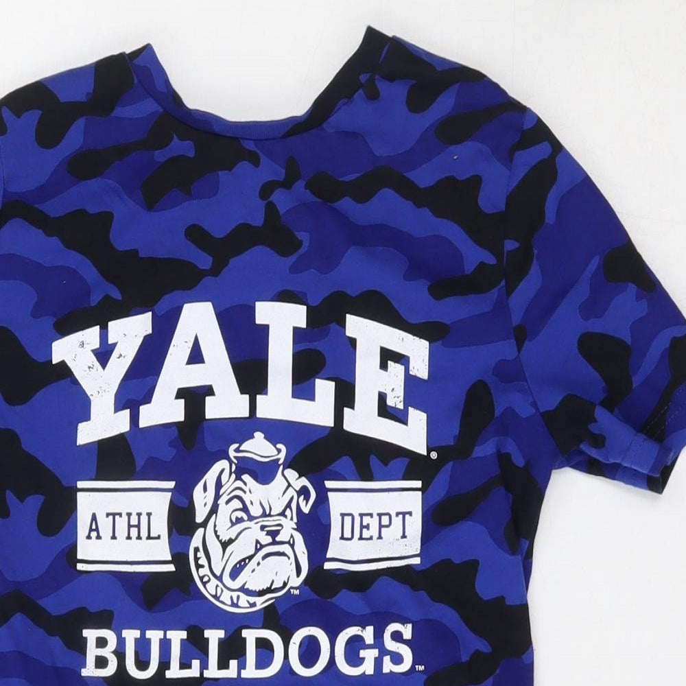 Yale Boys Blue Camouflage Cotton Basic T-Shirt Size 9-10 Years Round Neck  - Yale University