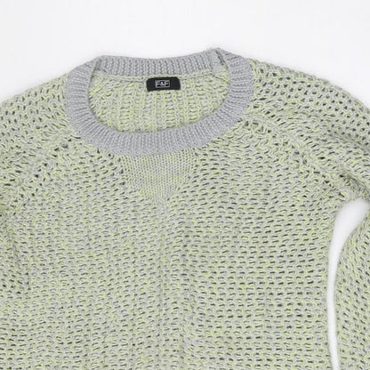F&F Womens Green Round Neck  Acrylic Pullover Jumper Size 8
