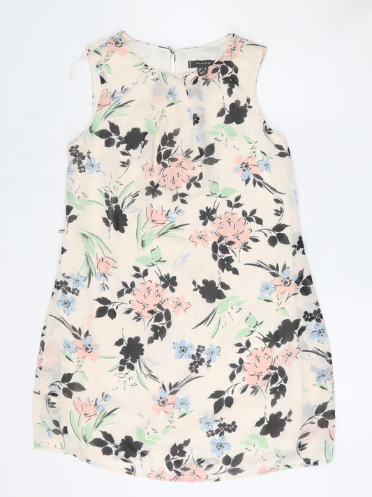Primark Womens Multicoloured Floral Polyester Shift  Size 12  Boat Neck