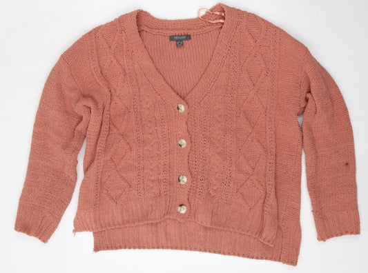 Primark Womens Red V-Neck  Polyester Cardigan Jumper Size L