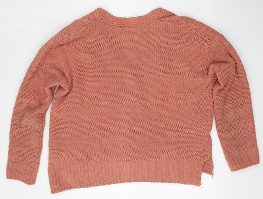 Primark Womens Red V-Neck  Polyester Cardigan Jumper Size L