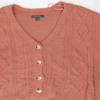 Primark Womens Red V-Neck  Polyester Cardigan Jumper Size L