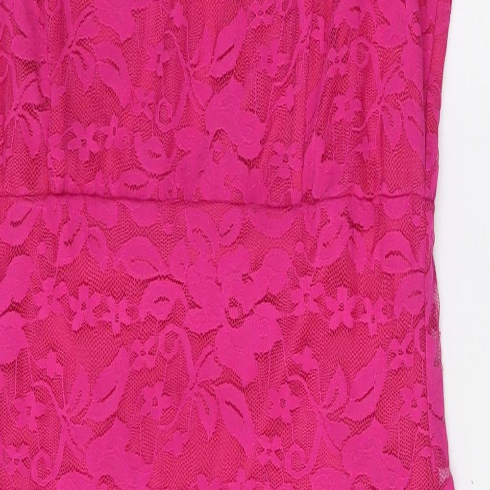 IX London Womens Pink Floral Polyester Pencil Dress  Size 12  V-Neck