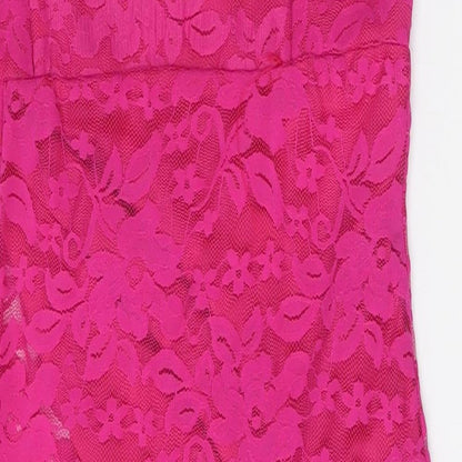 IX London Womens Pink Floral Polyester Pencil Dress  Size 12  V-Neck