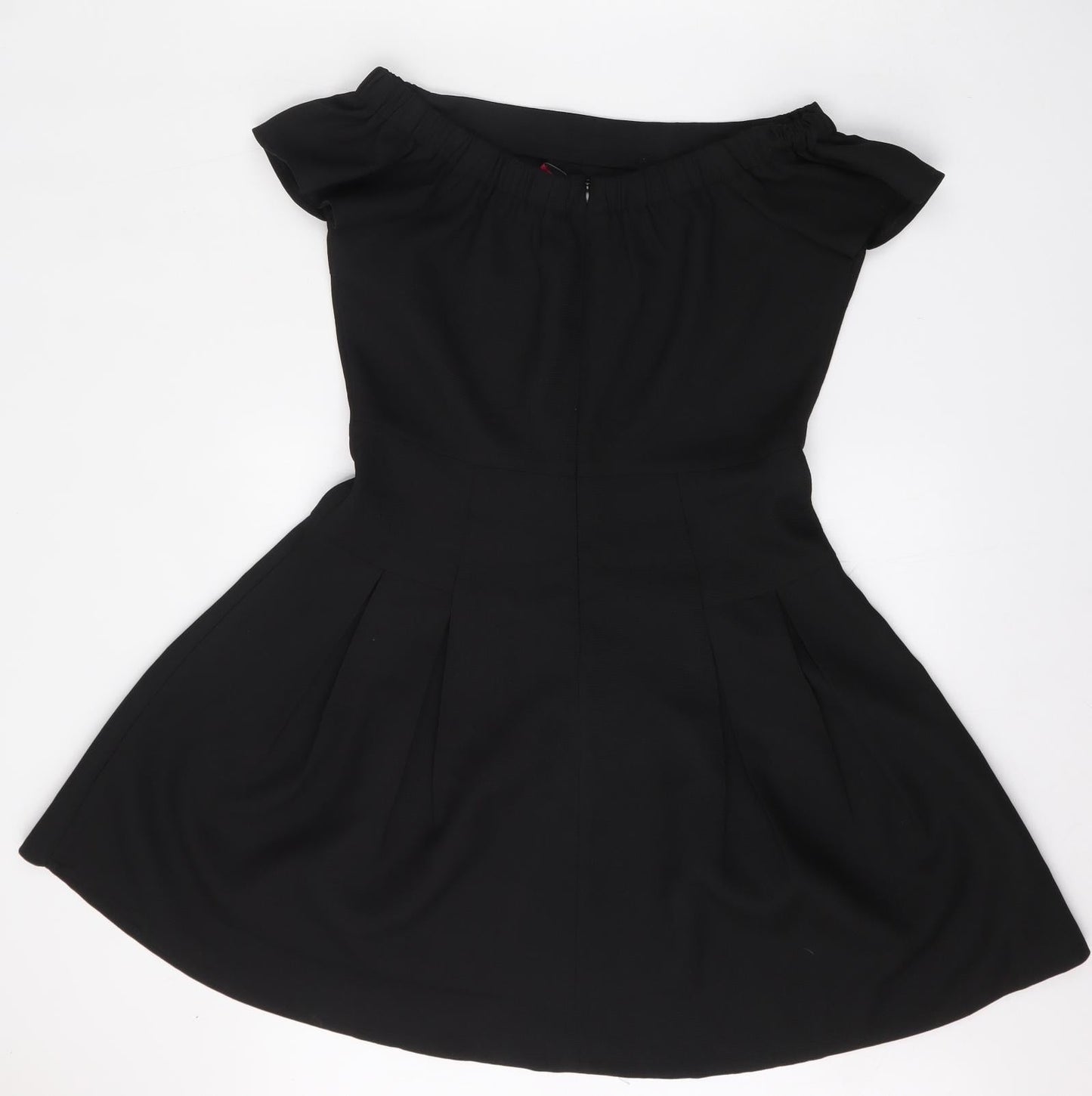 Boohoo Womens Black  Polyester Fit & Flare  Size 10  Boat Neck