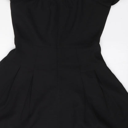 Boohoo Womens Black  Polyester Fit & Flare  Size 10  Boat Neck