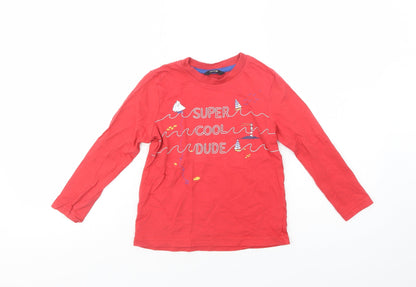 George Girls Red  Cotton Pullover T-Shirt Size 4-5 Years Crew Neck Pullover - Super Cool Dude