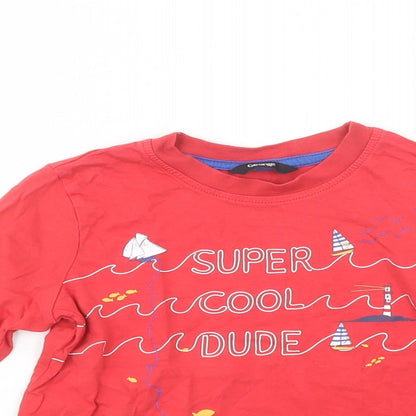 George Girls Red  Cotton Pullover T-Shirt Size 4-5 Years Crew Neck Pullover - Super Cool Dude