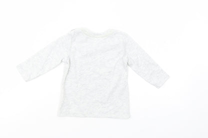 George Baby Grey  Cotton Basic T-Shirt Size 3-6 Months Crew Neck Snap