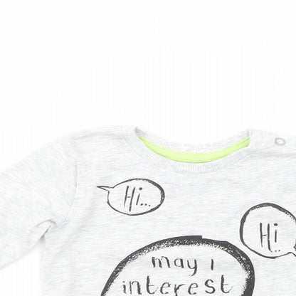 George Baby Grey  Cotton Basic T-Shirt Size 3-6 Months Crew Neck Snap