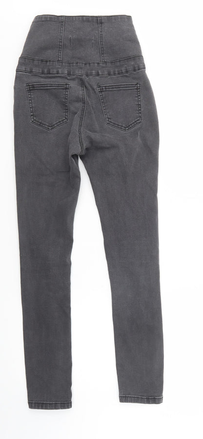 New Look Girls Grey  Cotton Skinny Jeans Size 13 Years  Regular Lace Up