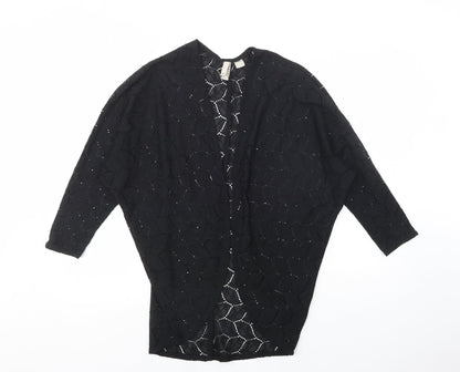H&M Womens Black V-Neck  Polyester Cardigan Jumper Size XS