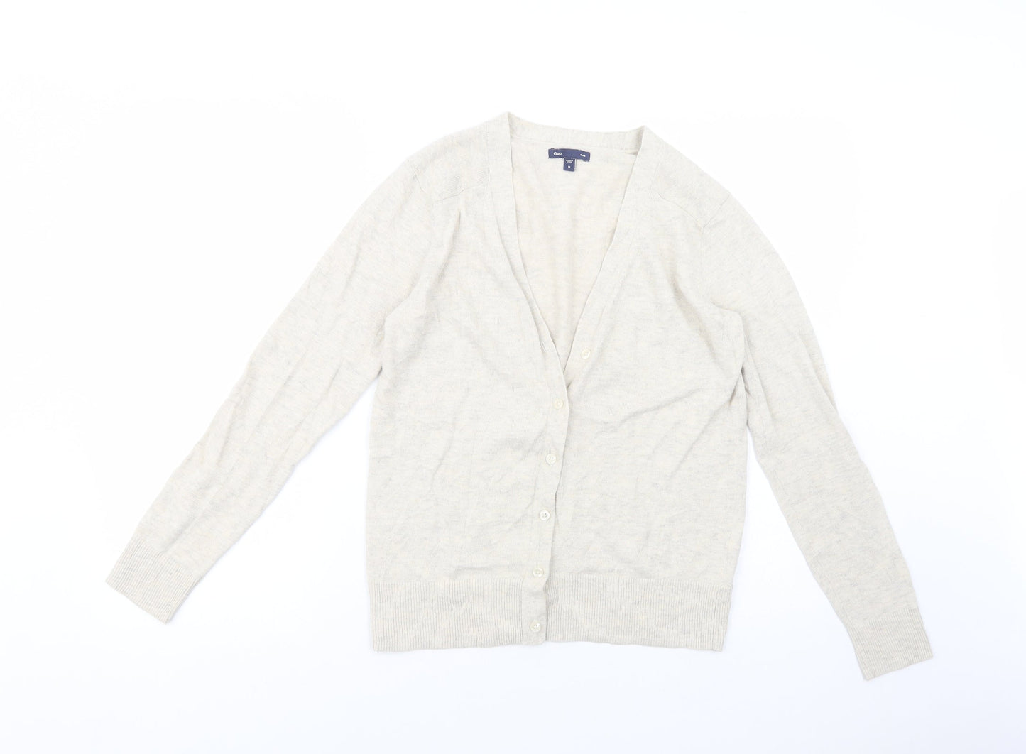 Gap Womens Beige V-Neck  Cotton Cardigan Jumper Size M
