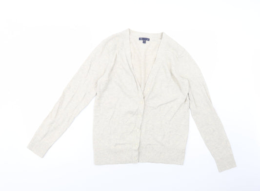 Gap Womens Beige V-Neck  Cotton Cardigan Jumper Size M