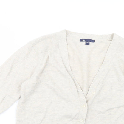 Gap Womens Beige V-Neck  Cotton Cardigan Jumper Size M
