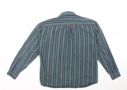 ASOS Mens Green Striped Cotton  Button-Up Size M Collared Button