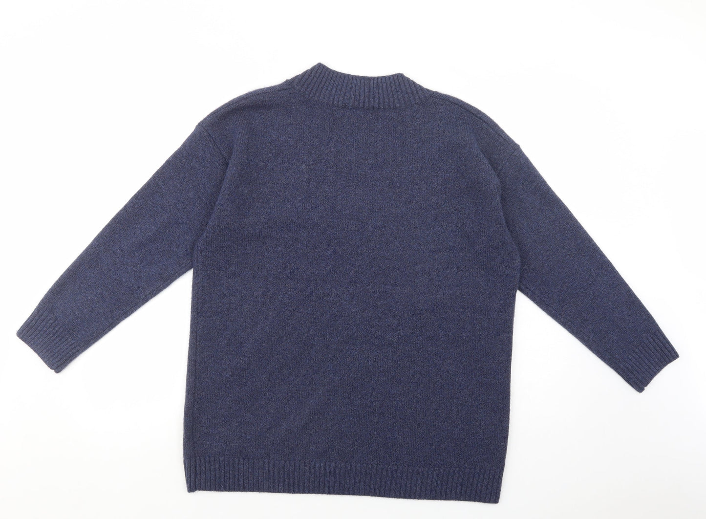 TU Womens Blue V-Neck  Polyester Pullover Jumper Size M