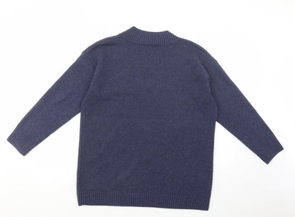 TU Womens Blue V-Neck  Polyester Pullover Jumper Size M