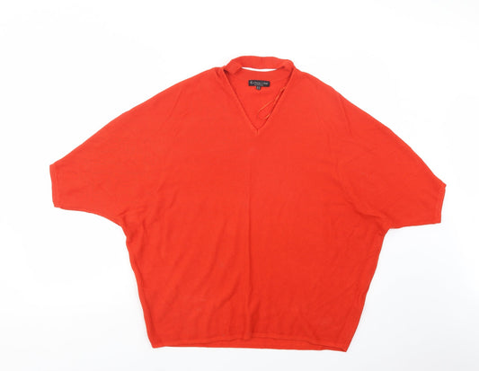 F&F Womens Red V-Neck  Viscose Pullover Jumper Size 16