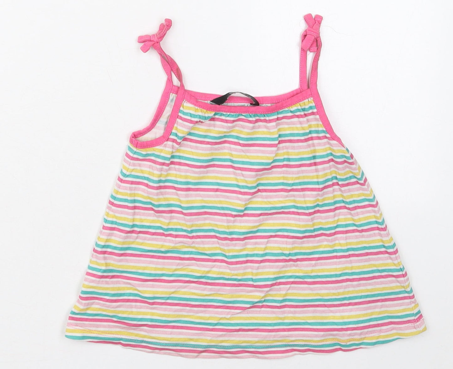 George Girls Pink Striped Cotton Basic Tank Size 3-4 Years Scoop Neck Pullover - Yellow and Green