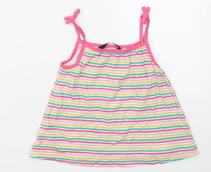 George Girls Pink Striped Cotton Basic Tank Size 3-4 Years Scoop Neck Pullover - Yellow and Green
